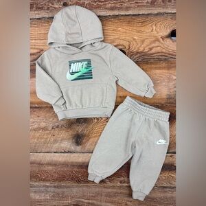 Nike Kids Taupe Beige Hoodie & Jogger Set